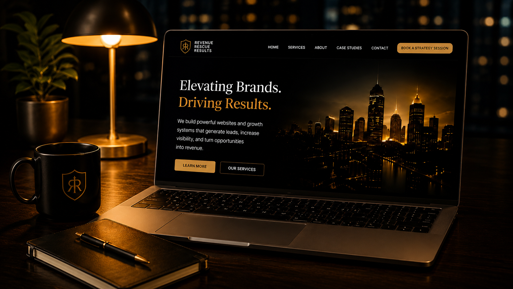 Modern business website on a laptop designed to generate leads and conversions