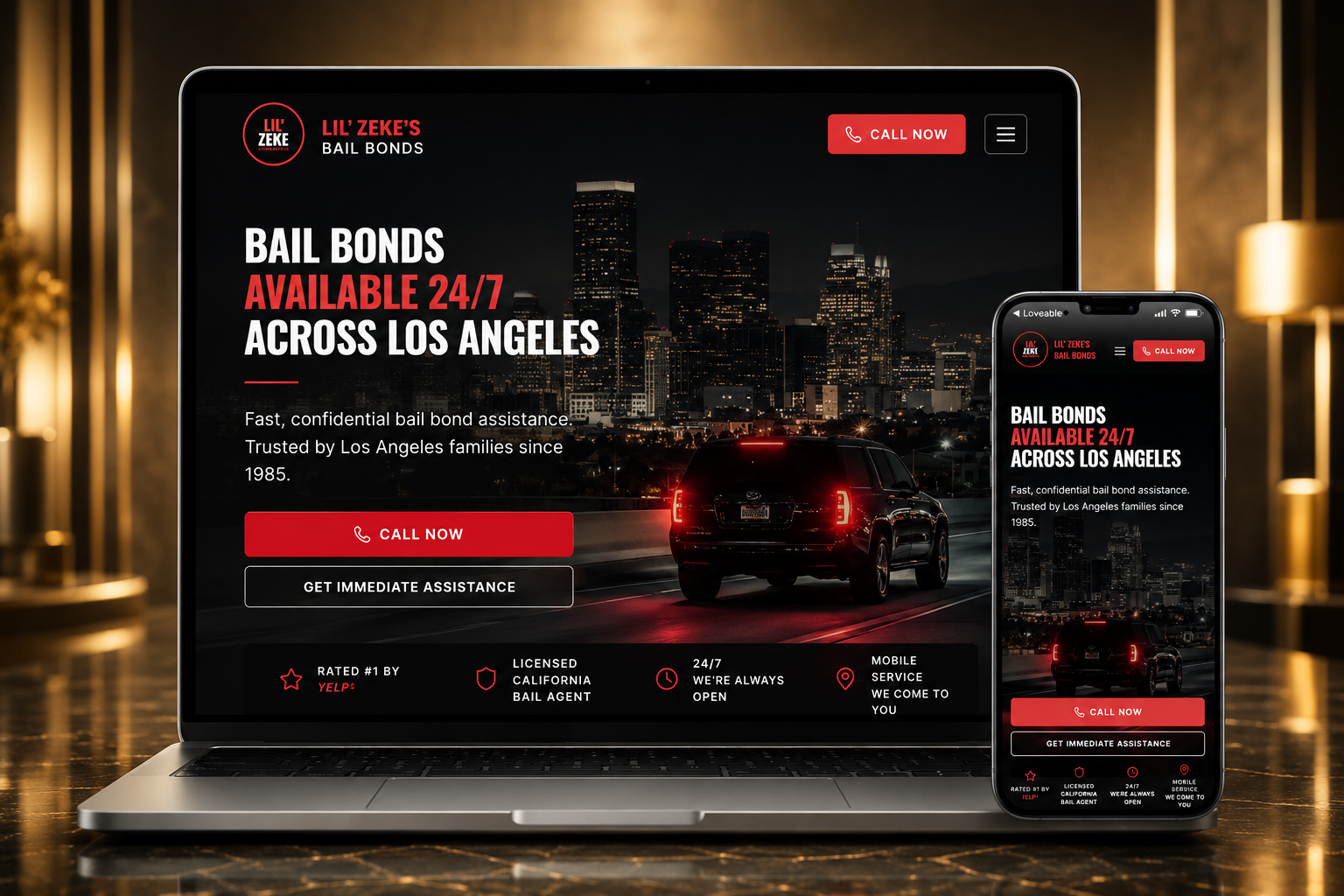 Lil Zeke's Bail Bonds website