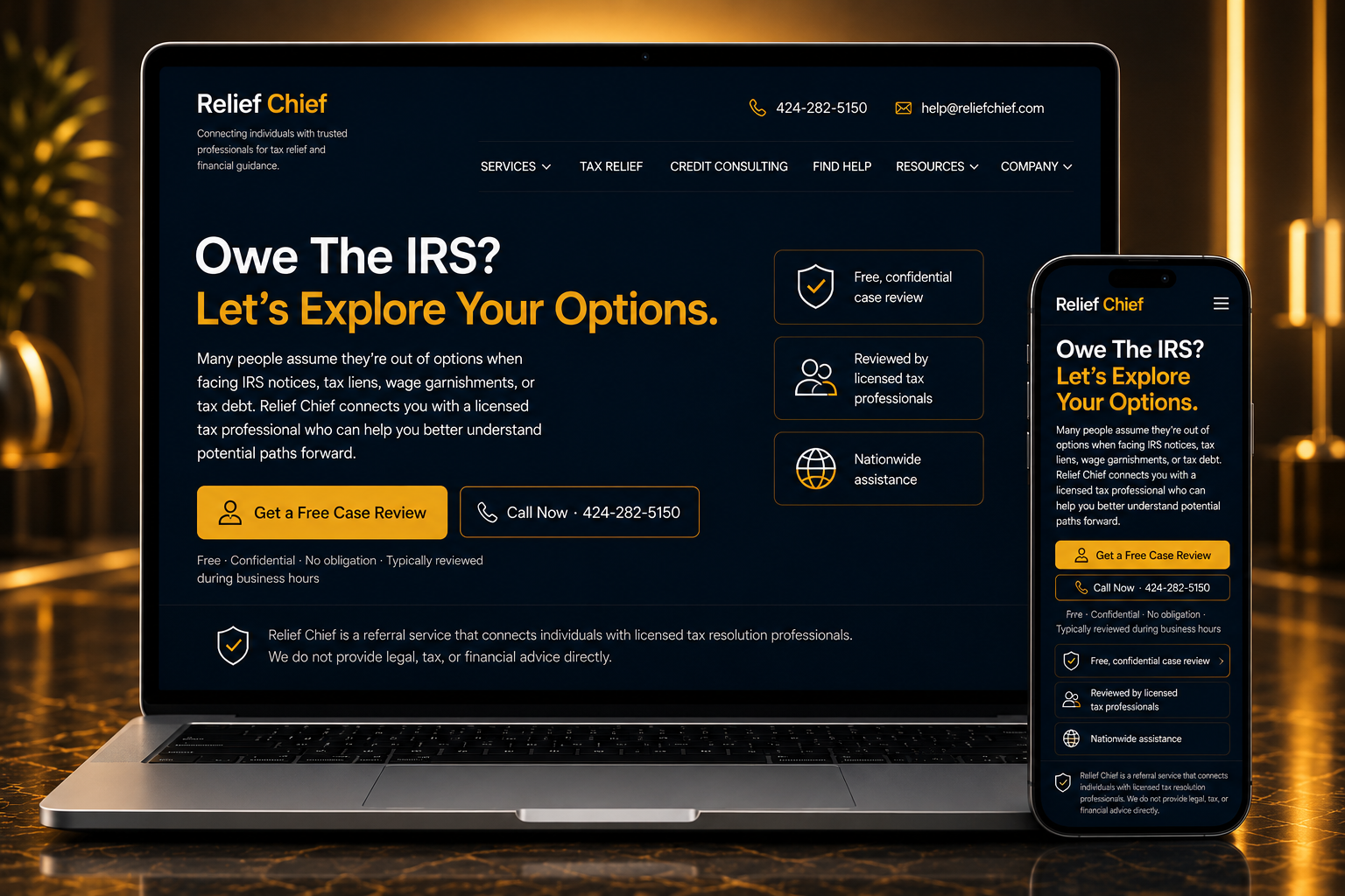 Relief Chief website